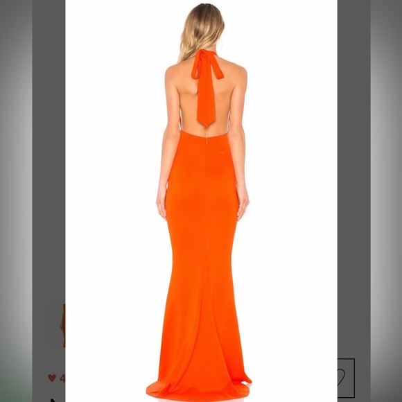 NWT NBD Orange Halter Maxi Dress Gown - Picture 2 of 6